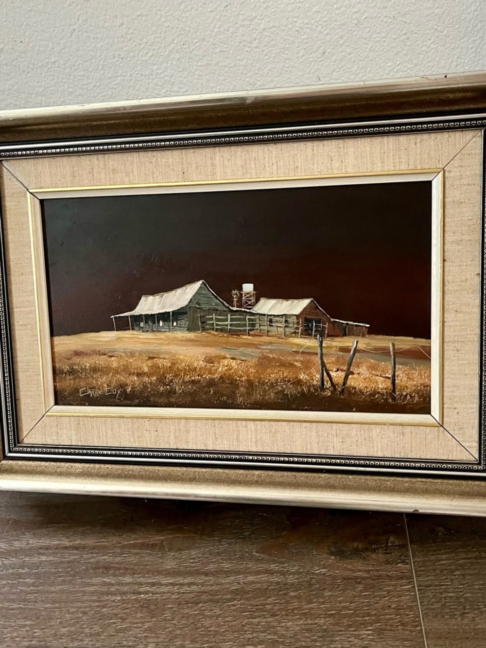 Vintage Framed Oil Painting “Farm Near Gulgong “ Australia Signed Carrie Lou